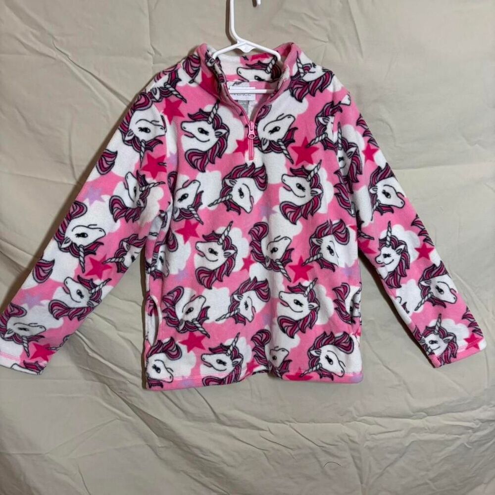 The Children’s Place Girls Pink Unicorn Fleece Quarter Zip Pullover Sweater Size